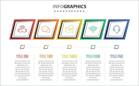 Five Infographic Timeline Stock Illustration