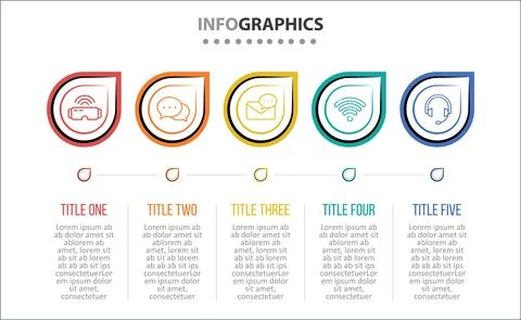 Five Infographic Timeline Stock Illustration