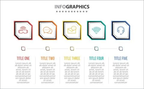 Five Infographic Timeline Stock Illustration