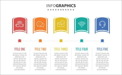 Five Infographic Timeline Stock Illustration