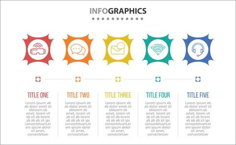 Five Infographic Timeline Stock Illustration