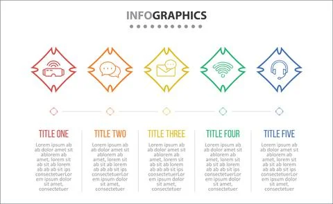 Five Infographic Timeline Stock Illustration