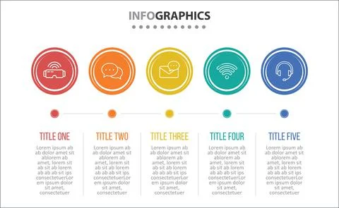 Five Infographic Timeline Stock Illustration