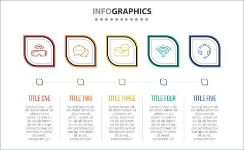 Five Infographic Timeline Stock Illustration