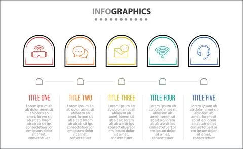 Five Infographic Timeline Stock Illustration