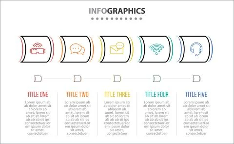 Five Infographic Timeline Stock Illustration