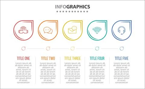 Five Infographic Timeline Stock Illustration