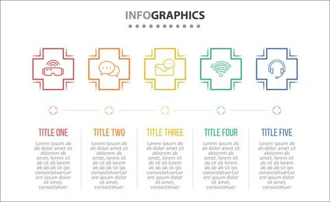 Five Infographic Timeline Stock Illustration