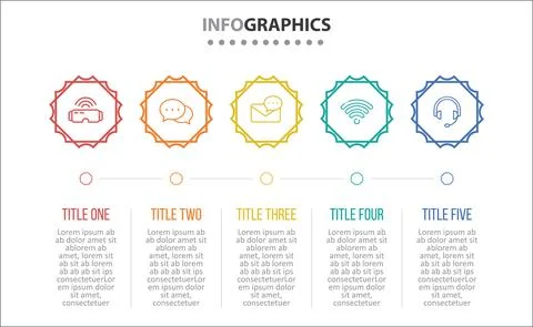 Five Infographic Timeline Stock Illustration