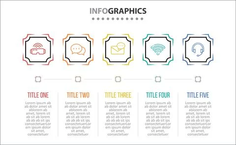 Five Infographic Timeline Stock Illustration