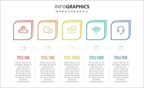 Five Infographic Timeline Stock Illustration