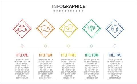 Five Infographic Timeline Stock Illustration