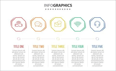 Five Infographic Timeline Stock Illustration