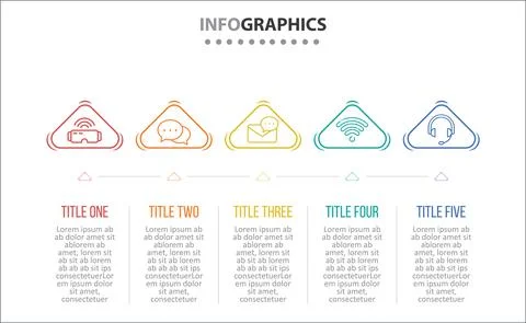 Five Infographic Timeline Stock Illustration