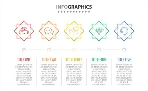 Five Infographic Timeline Stock Illustration