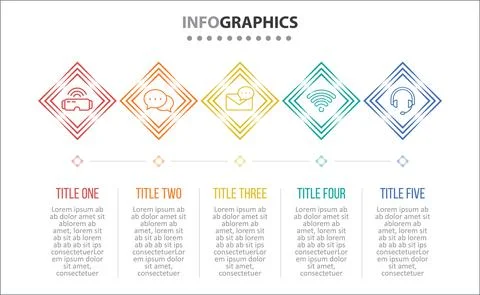 Five Infographic Timeline Stock Illustration