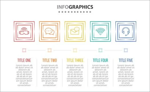 Five Infographic Timeline Stock Illustration