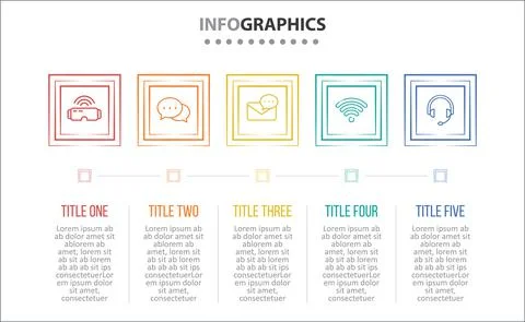 Five Infographic Timeline Stock Illustration