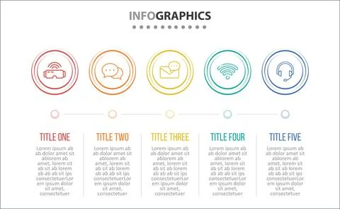 Five Infographic Timeline Stock Illustration