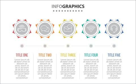 Five Infographic Timeline Stock Illustration