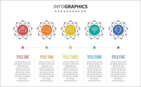 Five Infographic Timeline Stock Illustration