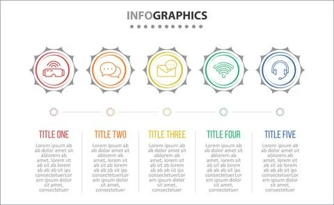 Five Infographic Timeline Stock Illustration