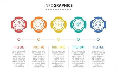Five Infographic Timeline Stock Illustration