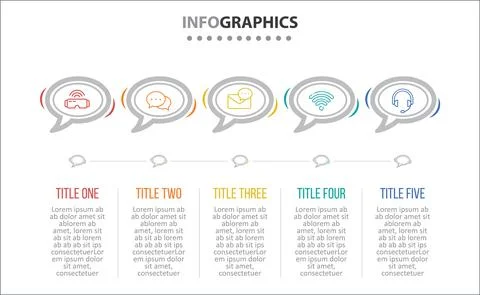 Five Infographic Timeline Stock Illustration