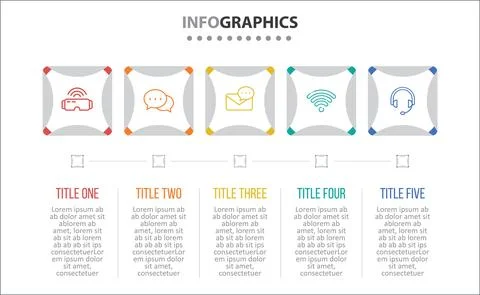 Five Infographic Timeline Stock Illustration