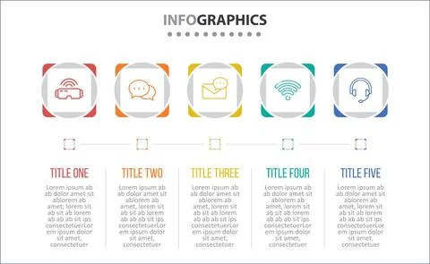 Five Infographic Timeline Stock Illustration