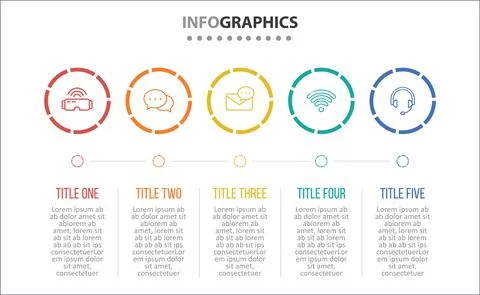 Five Infographic Timeline Stock Illustration