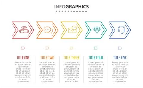 Five Infographic Timeline Stock Illustration