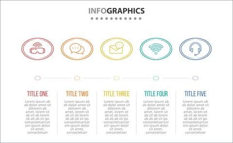 Five Infographic Timeline Stock Illustration