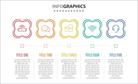 Five Infographic Timeline Stock Illustration