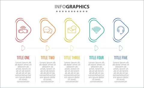 Five Infographic Timeline Stock Illustration