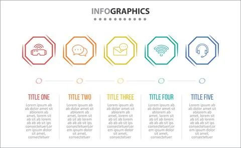 Five Infographic Timeline Stock Illustration