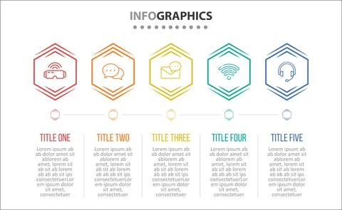 Five Infographic Timeline Stock Illustration