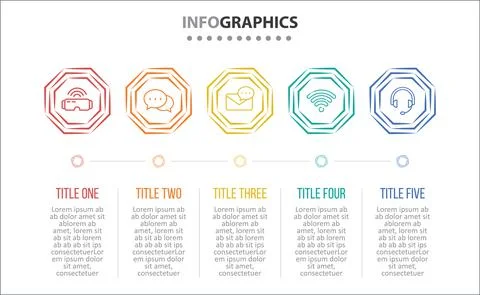 Five Infographic Timeline Stock Illustration