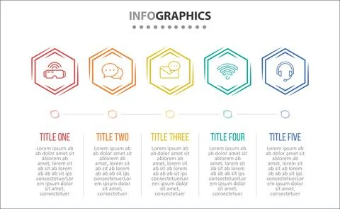 Five Infographic Timeline Stock Illustration