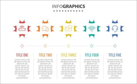 Five Infographic Timeline Stock Illustration
