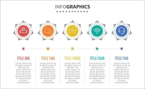 Five Infographic Timeline Stock Illustration
