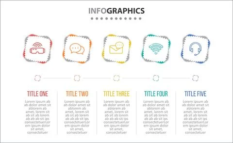 Five Infographic Timeline Stock Illustration