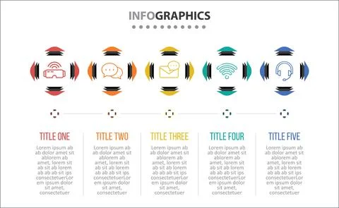 Five Infographic Timeline Stock Illustration