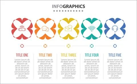 Five Infographic Timeline Stock Illustration