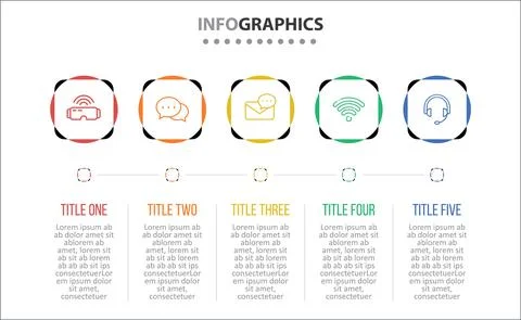 Five Infographic Timeline Stock Illustration
