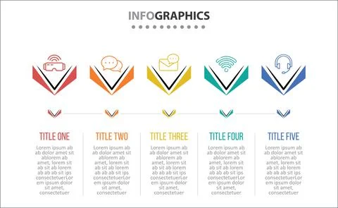 Five Infographic Timeline Stock Illustration