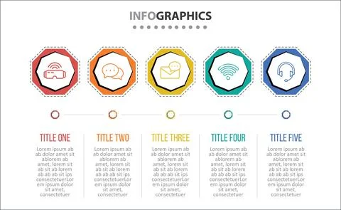 Five Infographic Timeline Stock Illustration