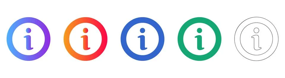 Five Information Circle UI Symbols Stock Illustration