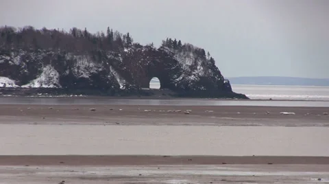 Five Islands, Nova Scotia at Low Tide in Winter Stock Footage 37029004