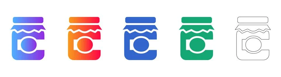 Five Jam Jar Label Icons Stock Illustration